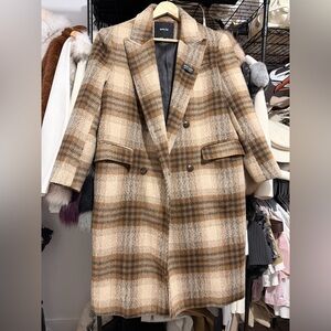 Brown and Tan Plaid Coat